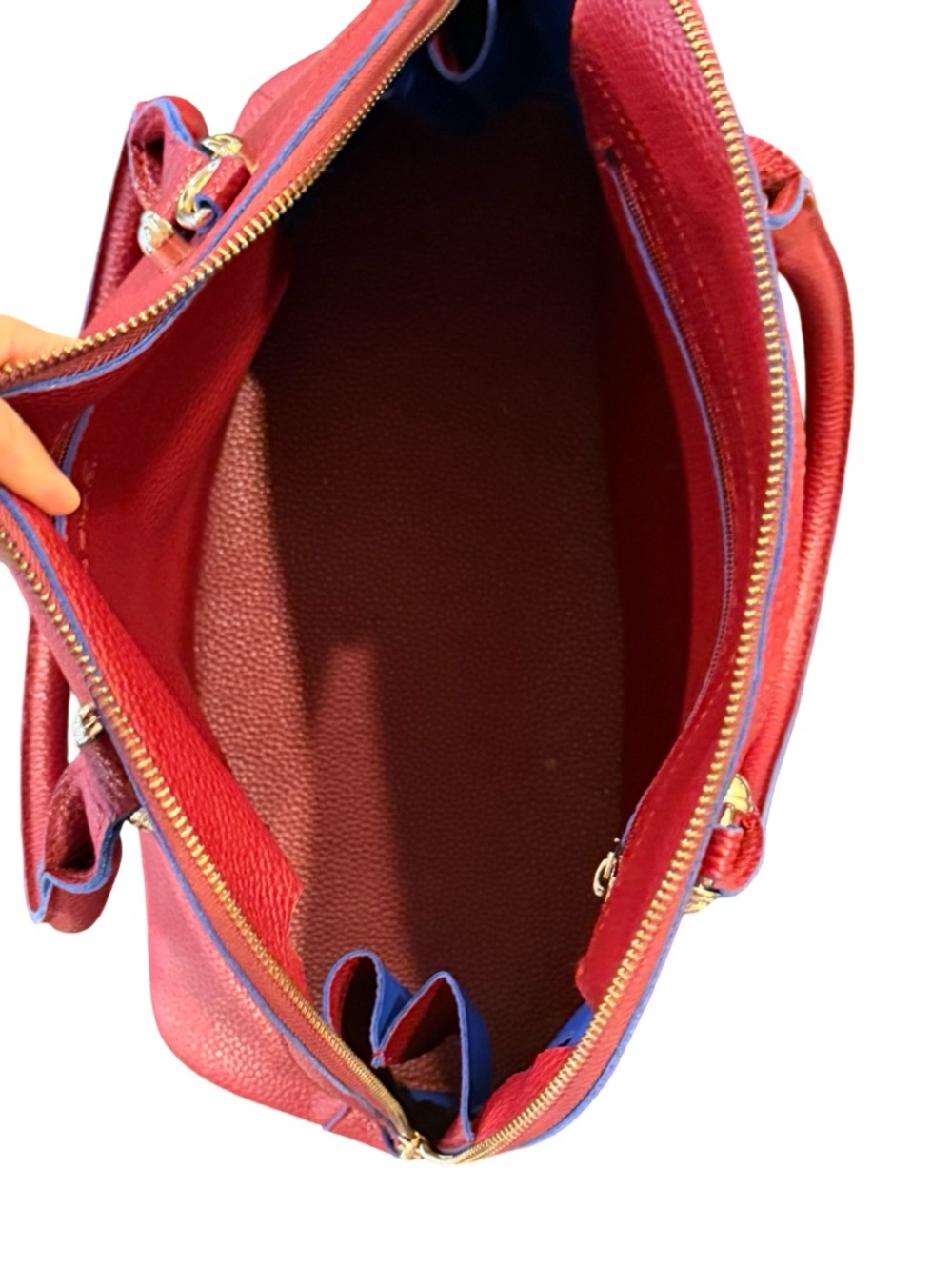 Woven Leather Satchel in Deep Burgundy - Picture 5 of 14